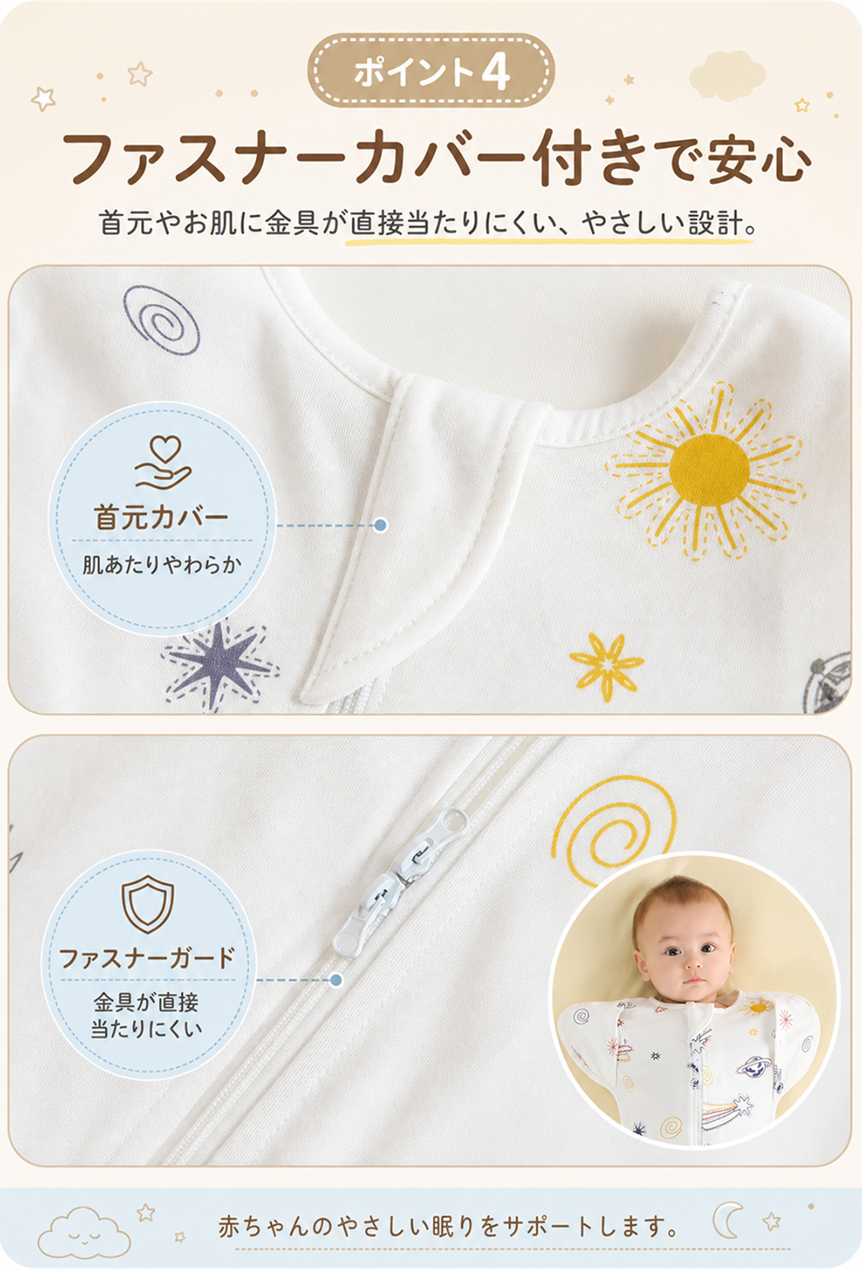おくるみ ベビー スワドル スリーパー 新生児 手が出せる 赤ちゃん 綿