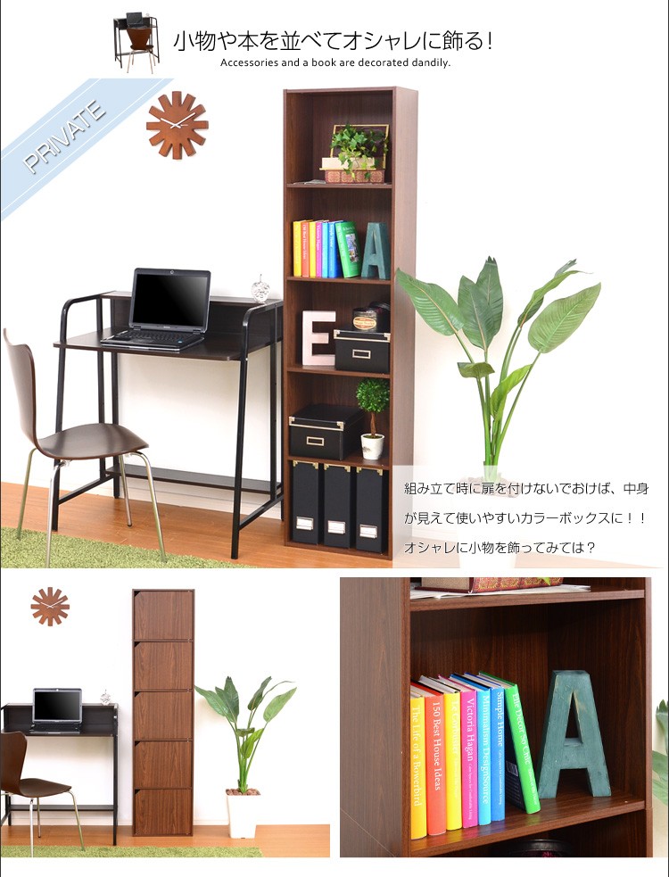 カラーボックス おしゃれ シンプル 5段 A4サイズ 扉付きカラーボックス