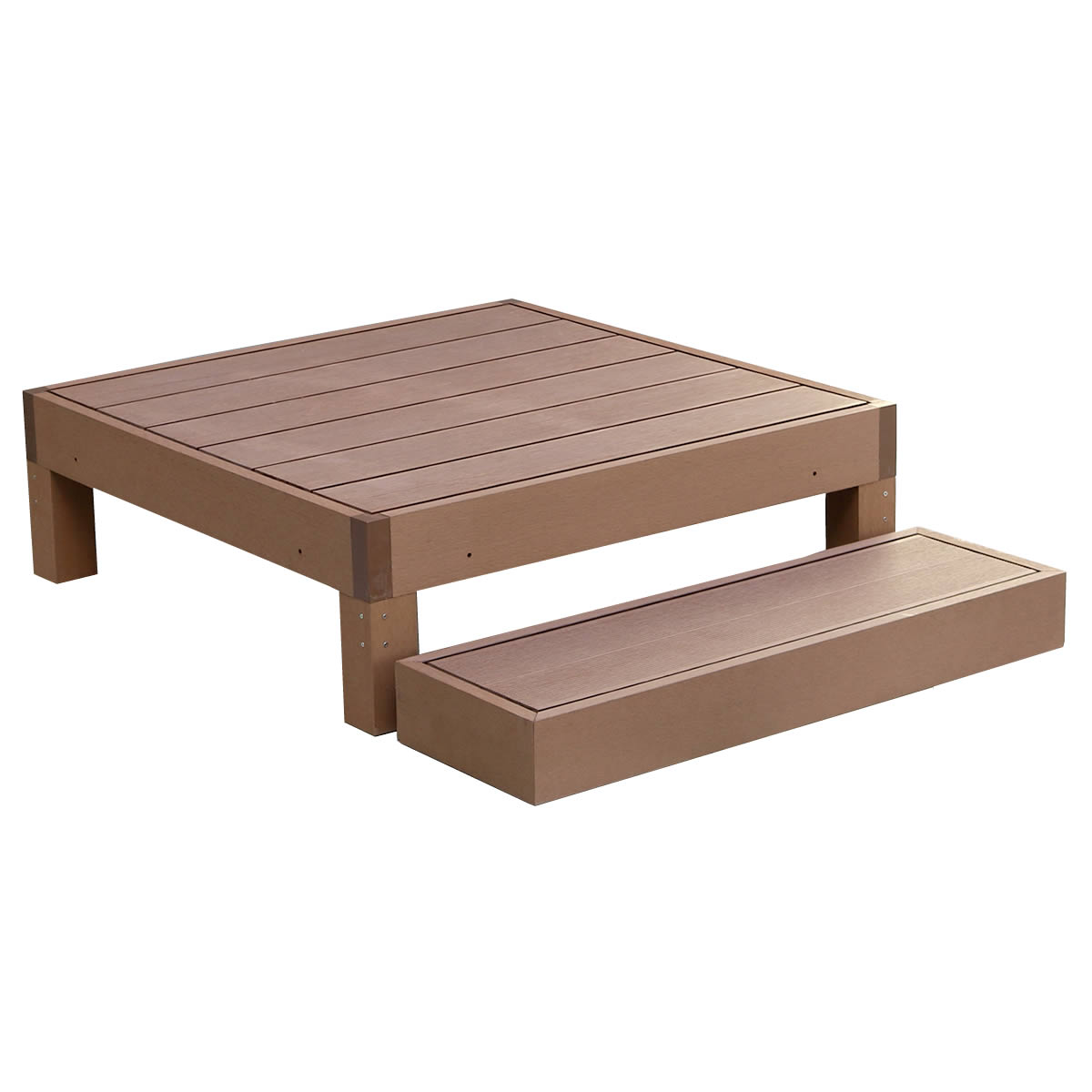 ウッドデッキ 人工木 おしゃれ diy 材料 2点セット 幅90cm 奥行90cm 高さ28cm ウッドデッキセット 縁台 庭 おすすめ 北欧 ライトブラウン ダークブラウン | ブランド登録なし | 01