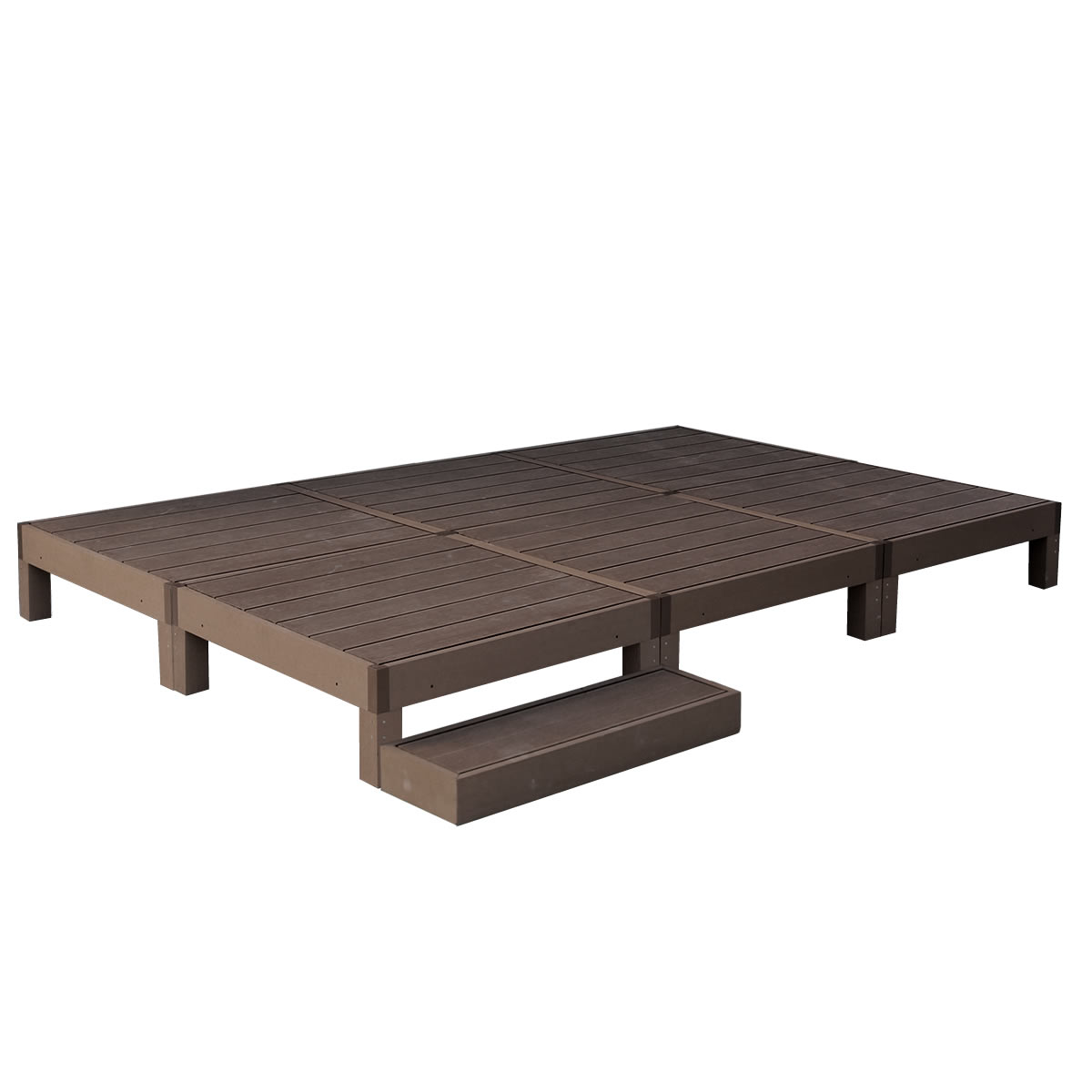 ウッドデッキ 人工木 おしゃれ diy 材料 7点セット デッキ縁台6台 ステップ 幅90cm 奥行90cm 高さ28cm 北欧 ライトブラウン ダークブラウン | ブランド登録なし | 02