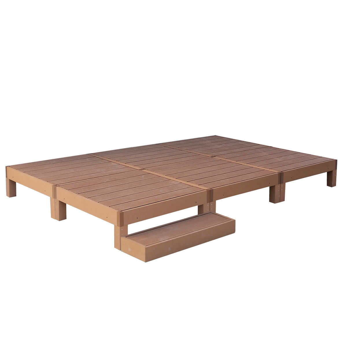 ウッドデッキ 人工木 おしゃれ diy 材料 7点セット デッキ縁台6台 ステップ 幅90cm 奥行90cm 高さ28cm 北欧 ライトブラウン ダークブラウン | ブランド登録なし | 01