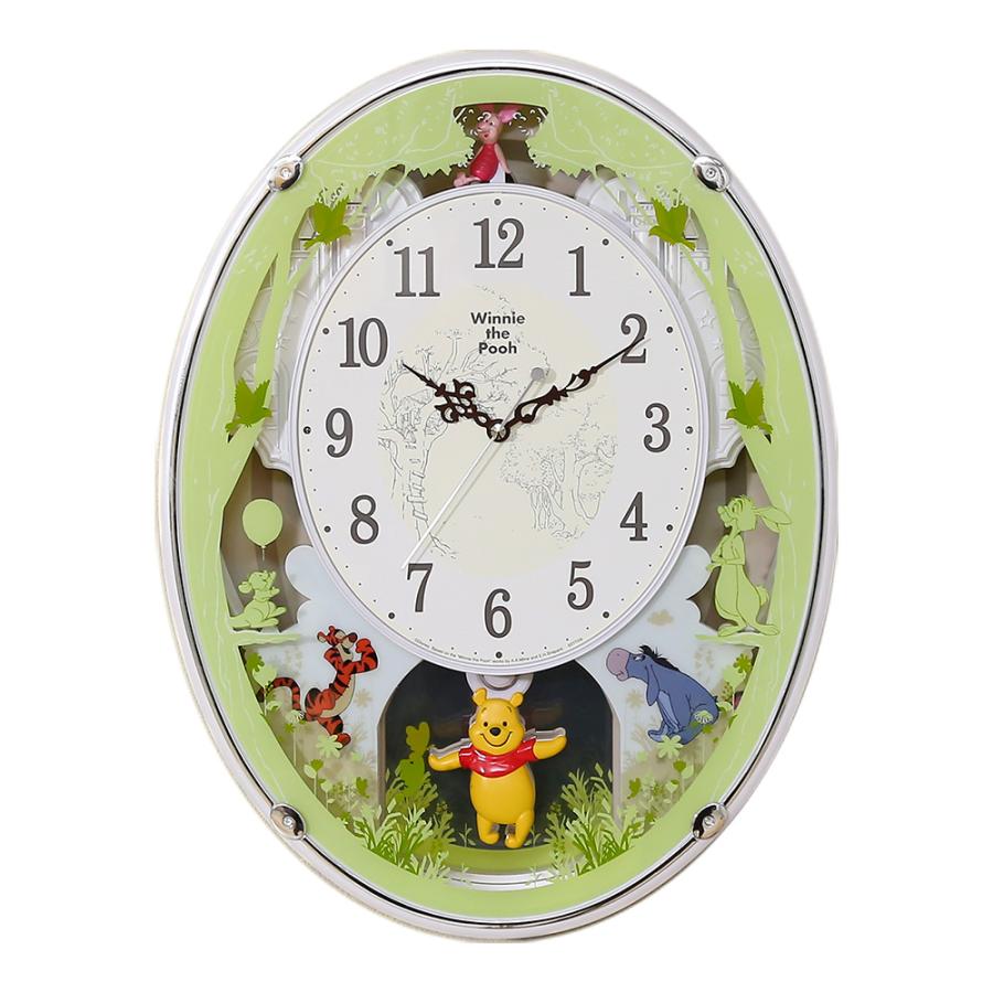 壁掛け時計 電波時計 振り子 くまのプーさん からくり時計 ディズニー プーさん時計 インテリア 可愛い｜sky0815｜02
