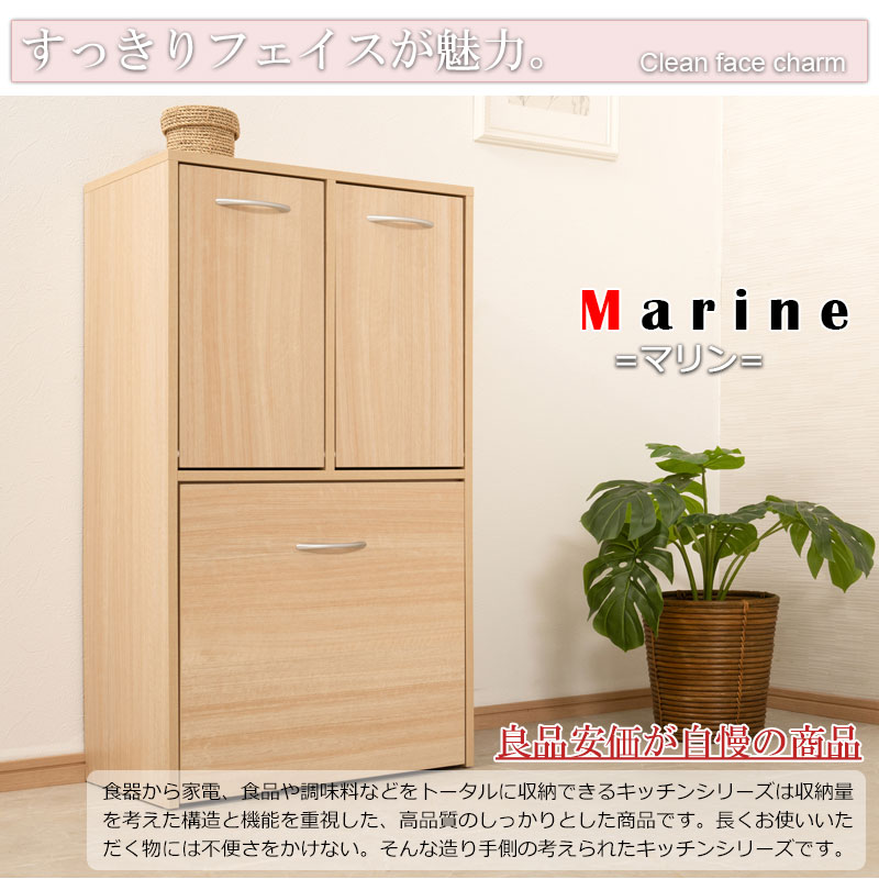 収納ラック おしゃれ カウンター下収納 3分別ダストボックス 幅55cm