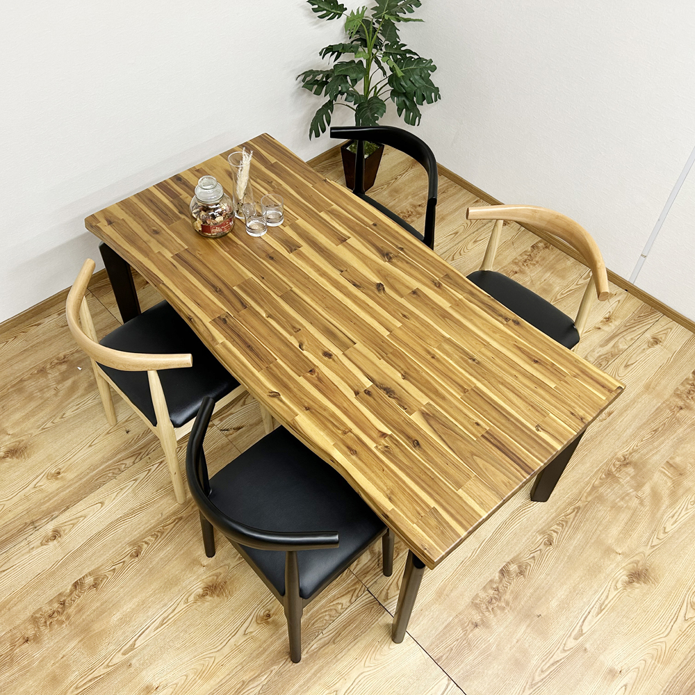 ダイニングテーブル 140 4人用 長方形 天然木 無垢材 アカシア