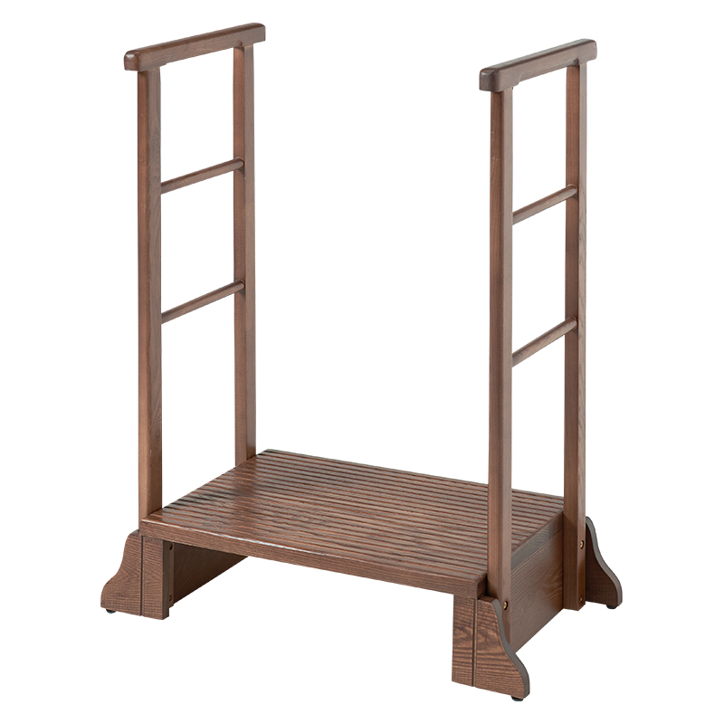 玄関 踏み台 手すり 74cm 高さ17cm 玄関台 両側 木製 おしゃれ 靴 収納