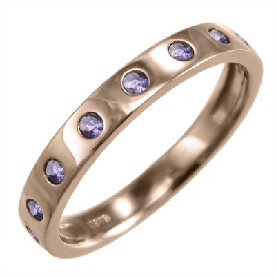 指輪 アメジスト(紫水晶) 2月誕生石 ピンクゴールドk10 9ピース :rc