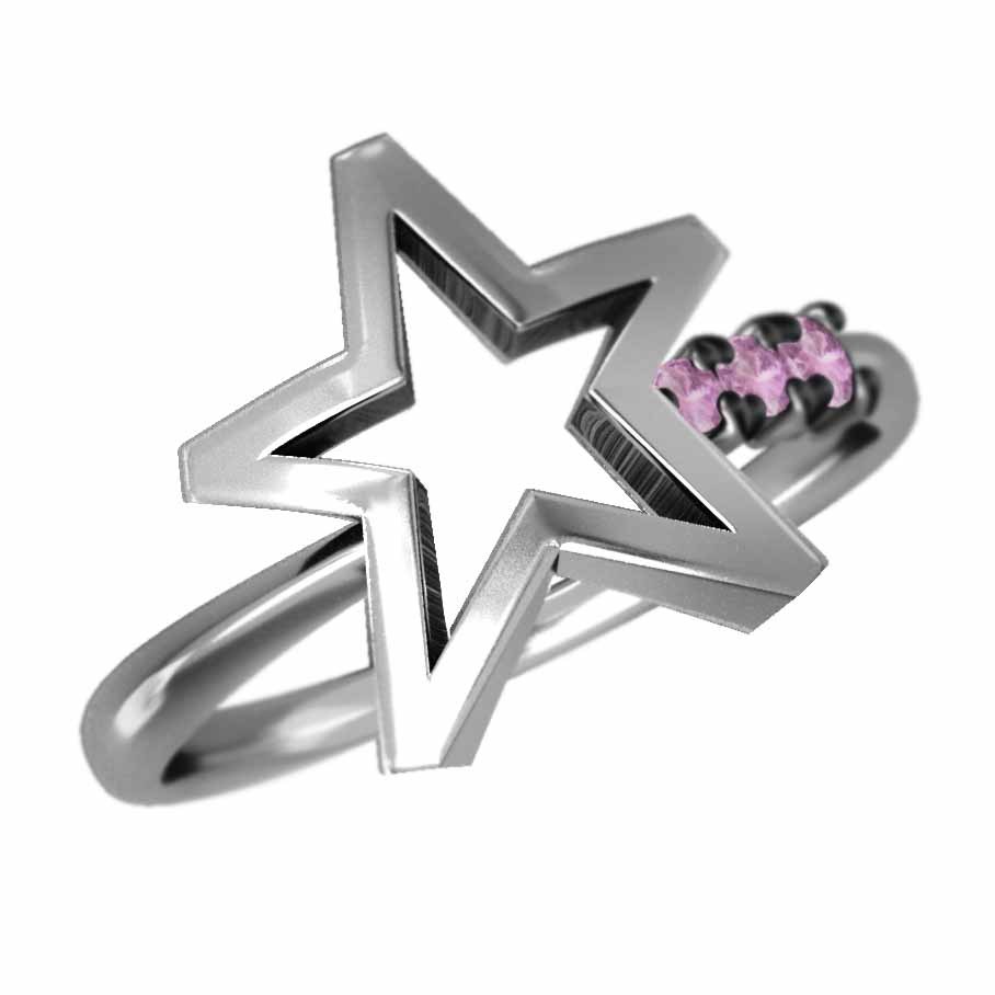 指輪 ダビデの星 1粒 石 アメジスト(紫水晶) 18金ピンクゴールド 2月 