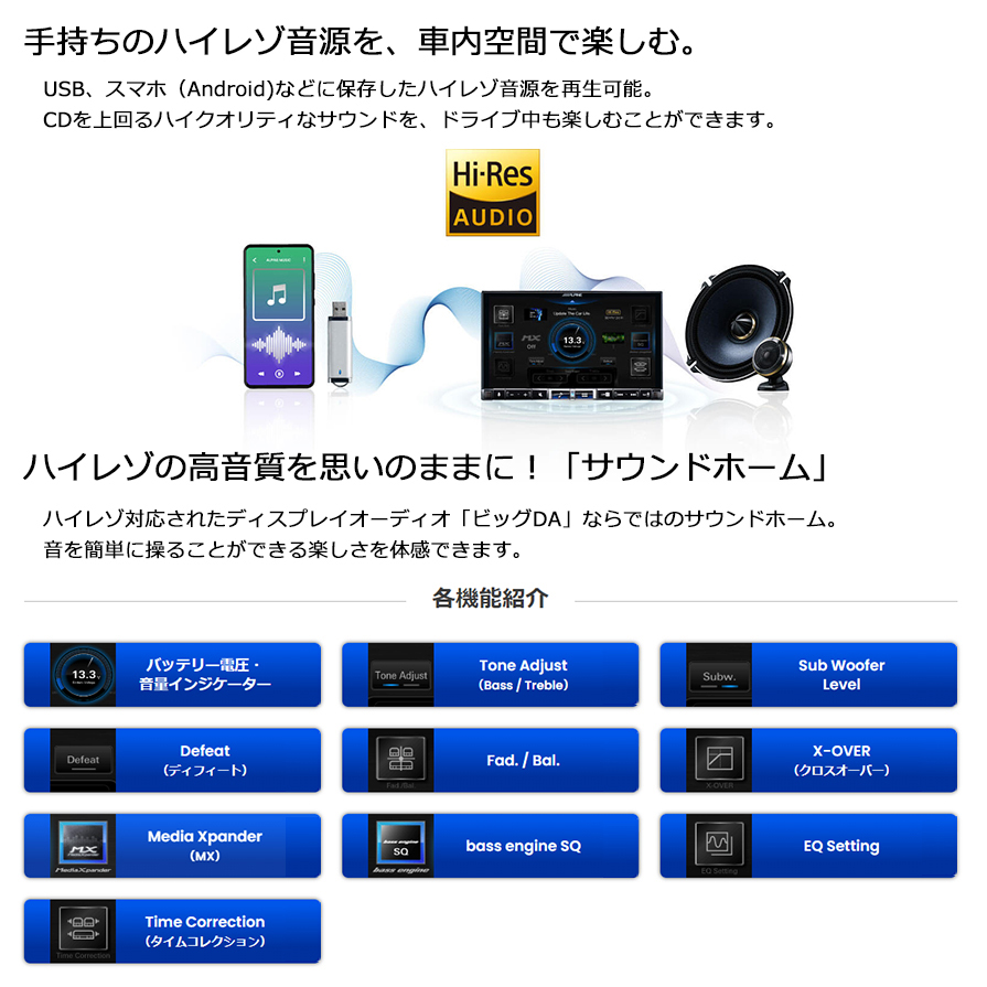 DA7Z アルパイン 7型 DA apple CarPlay/androidauto対応USB/Bluetooth