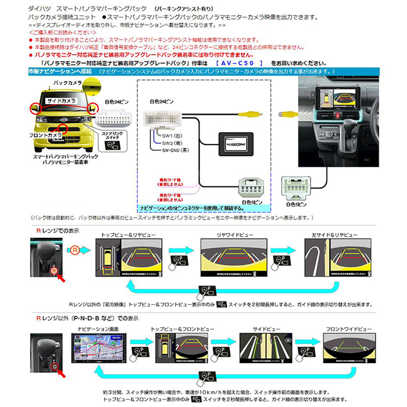 AV-C49 Bullcon ブルコン フジ電機工業 マジコネ MAGICONE バックカメラ接続ユニット ダイハツ  スマートパノラマパーキングパック装着車用 12V 1年保証