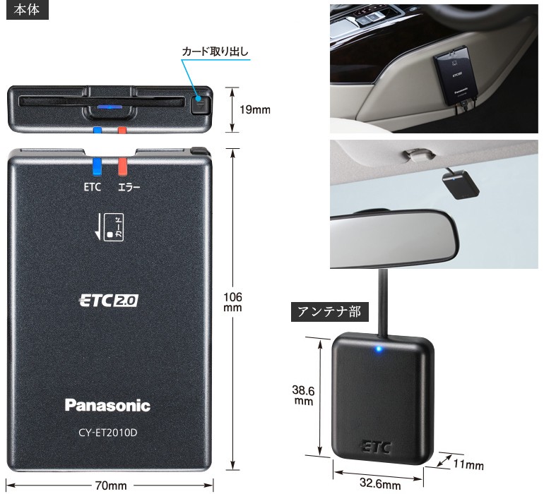 CY-ET2010D パナソニック ETC2.0車載器 アンテナ分離型 カーナビ連動