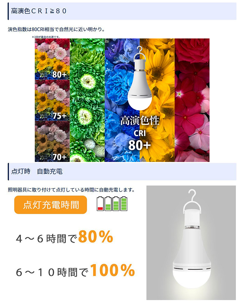 かりはな製作所 KS01-WH 蓄電型LED電球 防災電球 昼白色 6000K 60W形
