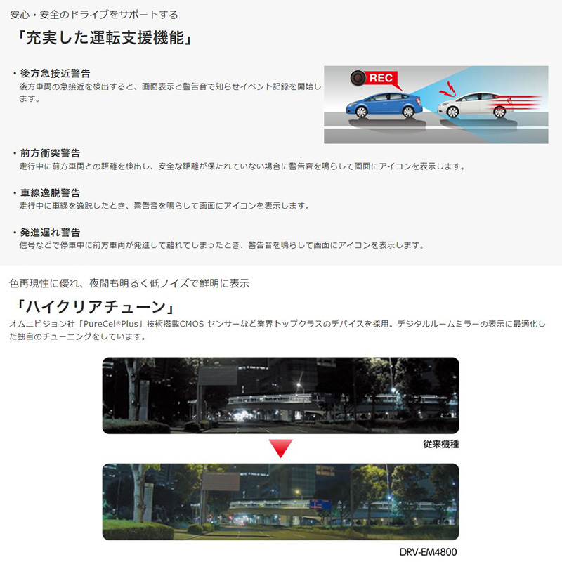 ケンウッド DRV-EM4800+CA-DR550 KENWOOD Hi-CLEAR TUNE 12V型