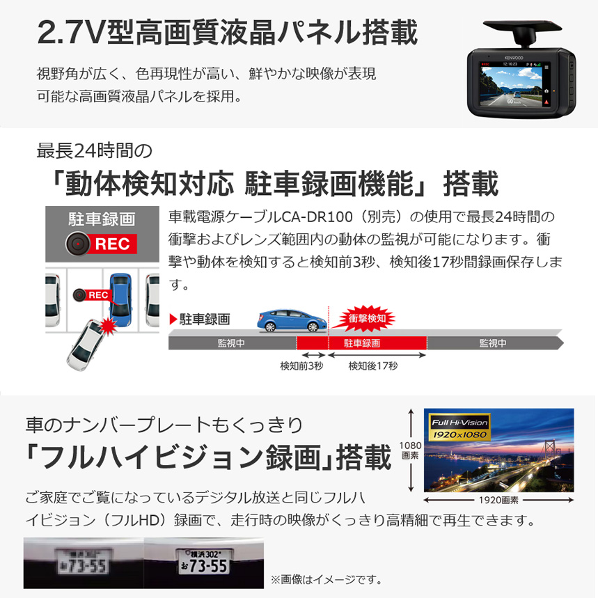 ケンウッド DRV-R30S KENWOODドライブレコーダー フルHD207万画素 GPS