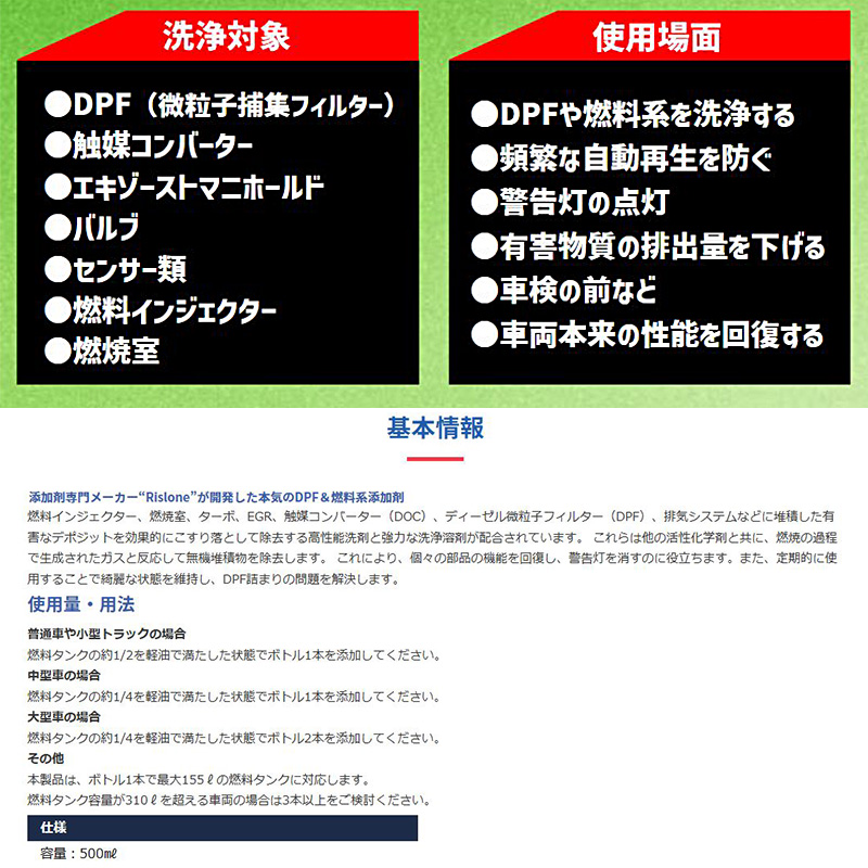 RP-34744 RISLONE リスローン DPFクリーン 500ml ディーゼル車専用