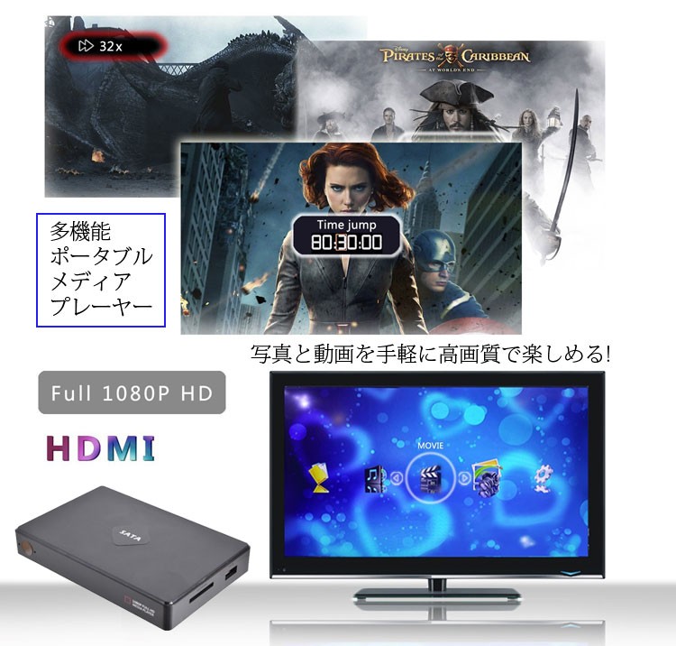 多機能ポータブルメディアプレーヤー 2.5インチHDD/SD/USB対応