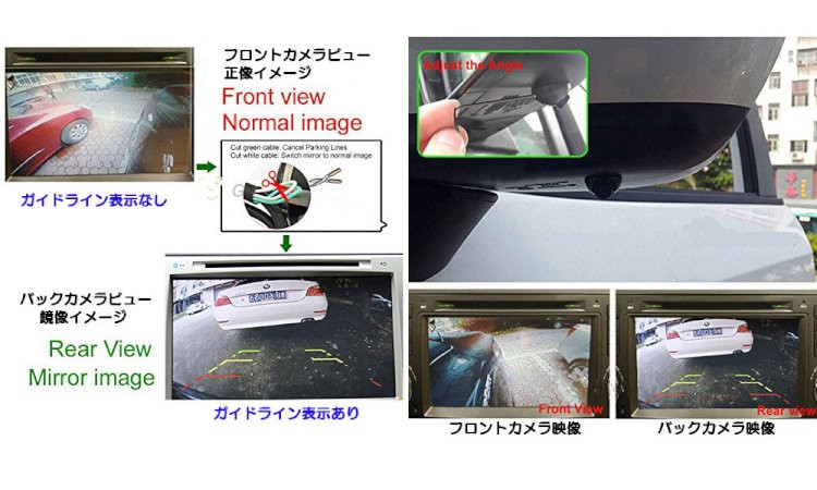 超小型バックカメラ4台付き 9インチ4分割モニターセット 埋め込み CMOS