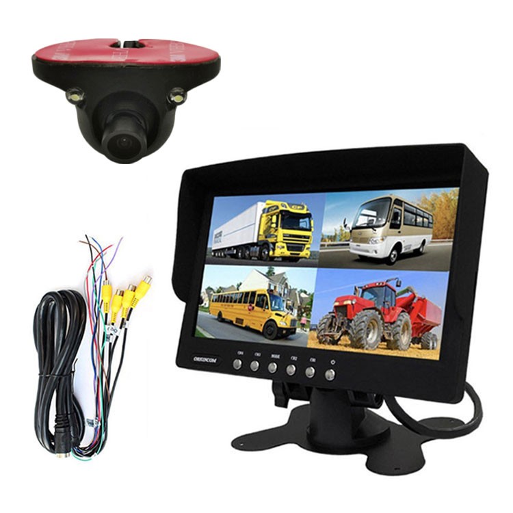 4分割車載モニターと小型バックカメラセット 7インチ 4分割表示