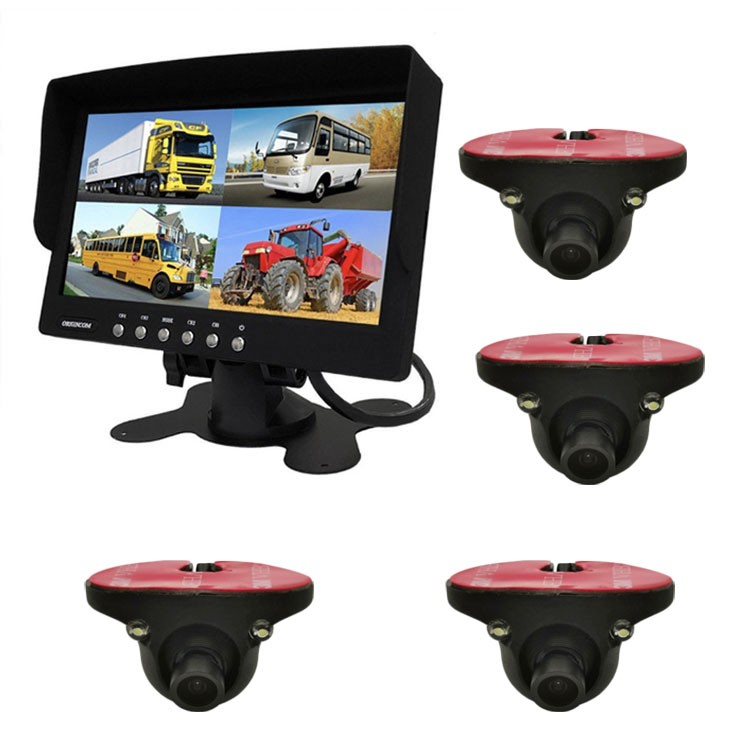 4分割車載モニター+小型バックカメラセット 7インチ 4分割表示