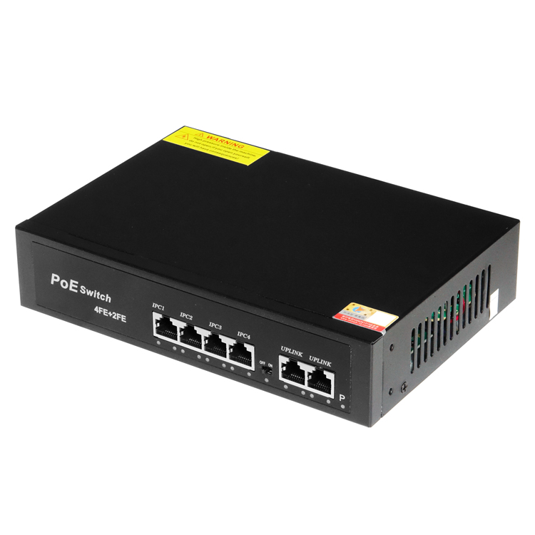 PoEスイッチングハブ PoE対応端末一括 PoE4ポート＋UPLINK2ポート 最大