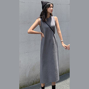 【未使用Msize】ニューバランス　ノースリーブ　ニットワンピース T／TAツイルラップ風ノースリーブワンピース | human woman