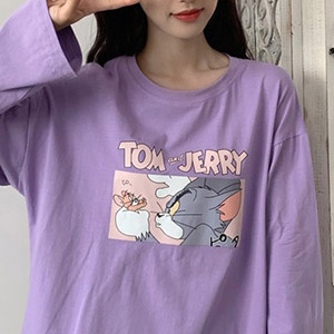Tシャツ レディース 長袖 韓国 ブランド トムとジェリー