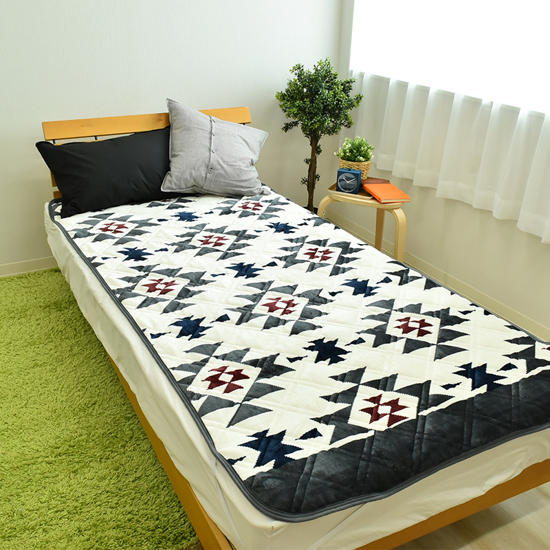 冬用 キング 180×200cm フランネル マイクロファイバー 敷きパッド フランネル プリント 敷きパッド あったか敷きパッド ワイドキング