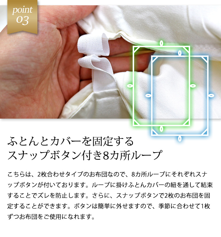 掛け布団 2枚合わせ〔ダクロン(R)フレッシュ掛けふとん〕ダブル