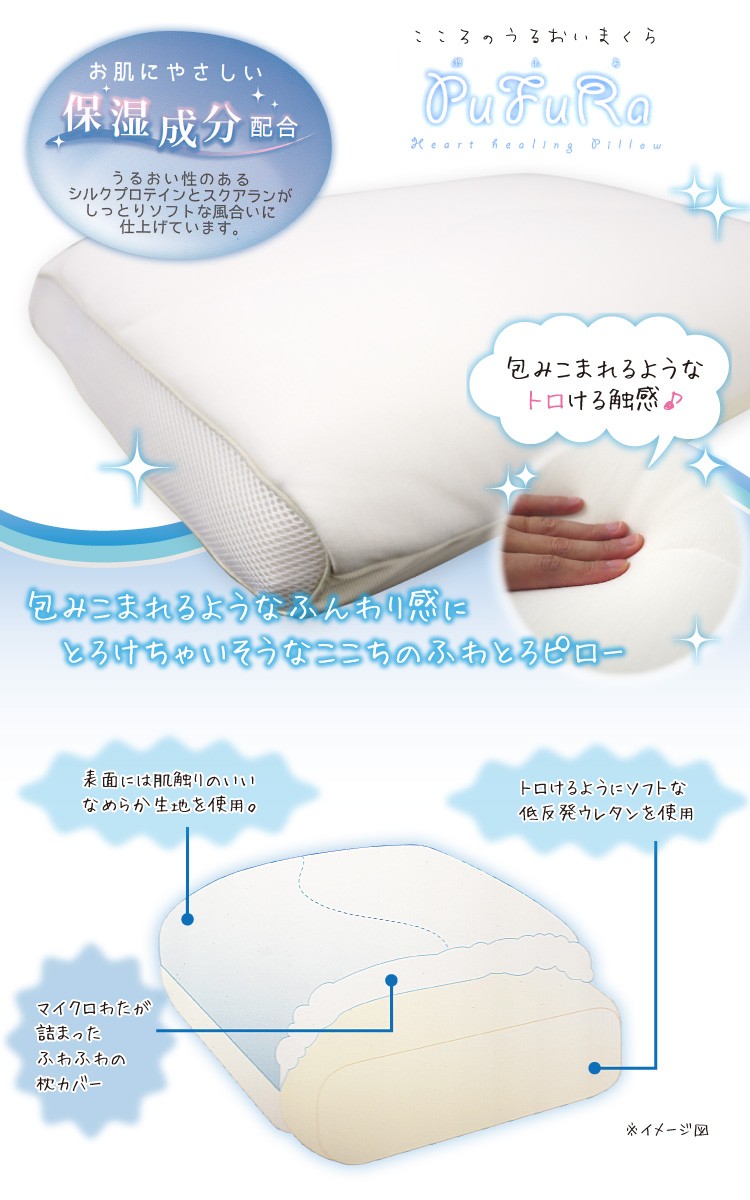 枕 43×63cm ぷふら低反発枕 ウレタンフォームピロー オールシーズン
