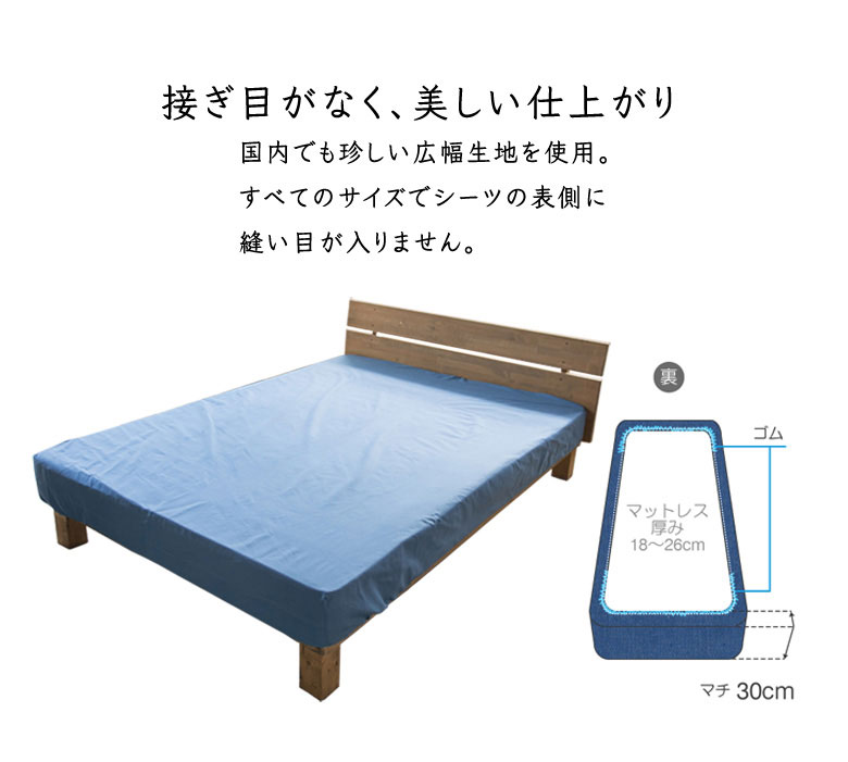 Fab the Home ライトデニム ボックスシーツ シングル 100×200
