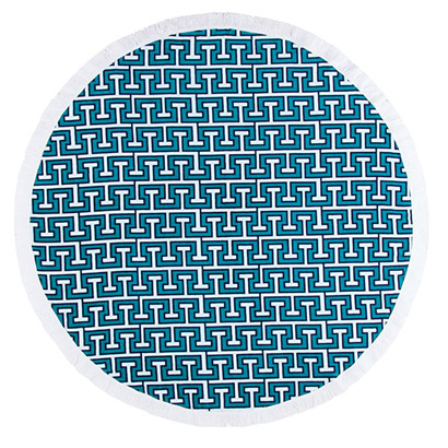 丸眞 バスタオル ラウンドビーチタオル ブルーコーム/セルパターン