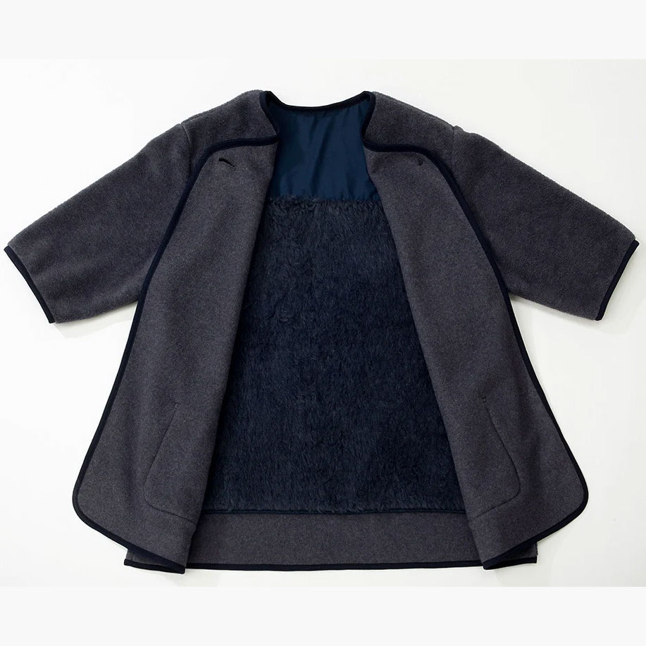 メリノン ルームウェア フリーサイズ ブルーグレー/ベージュ 羊毛 ウール WOOL 日本製の画像