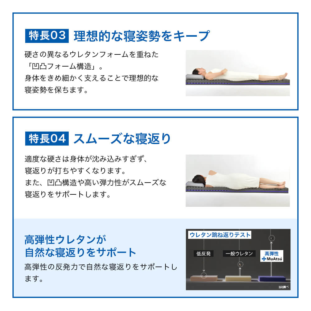 西川 マットレス シングル 折りたたみ 三つ折り ムアツふとん