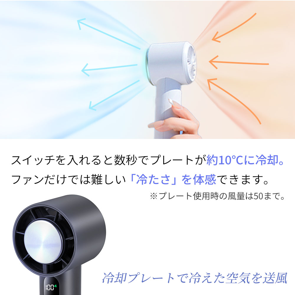 【爆買WEEK 3000円OFFクーポン配布中】ハンディファン 冷却プレート 搭載 携帯 扇風機 ペルチェ 大容量バッテリー 長持ち 100段階風量 コンパクト |  | 07