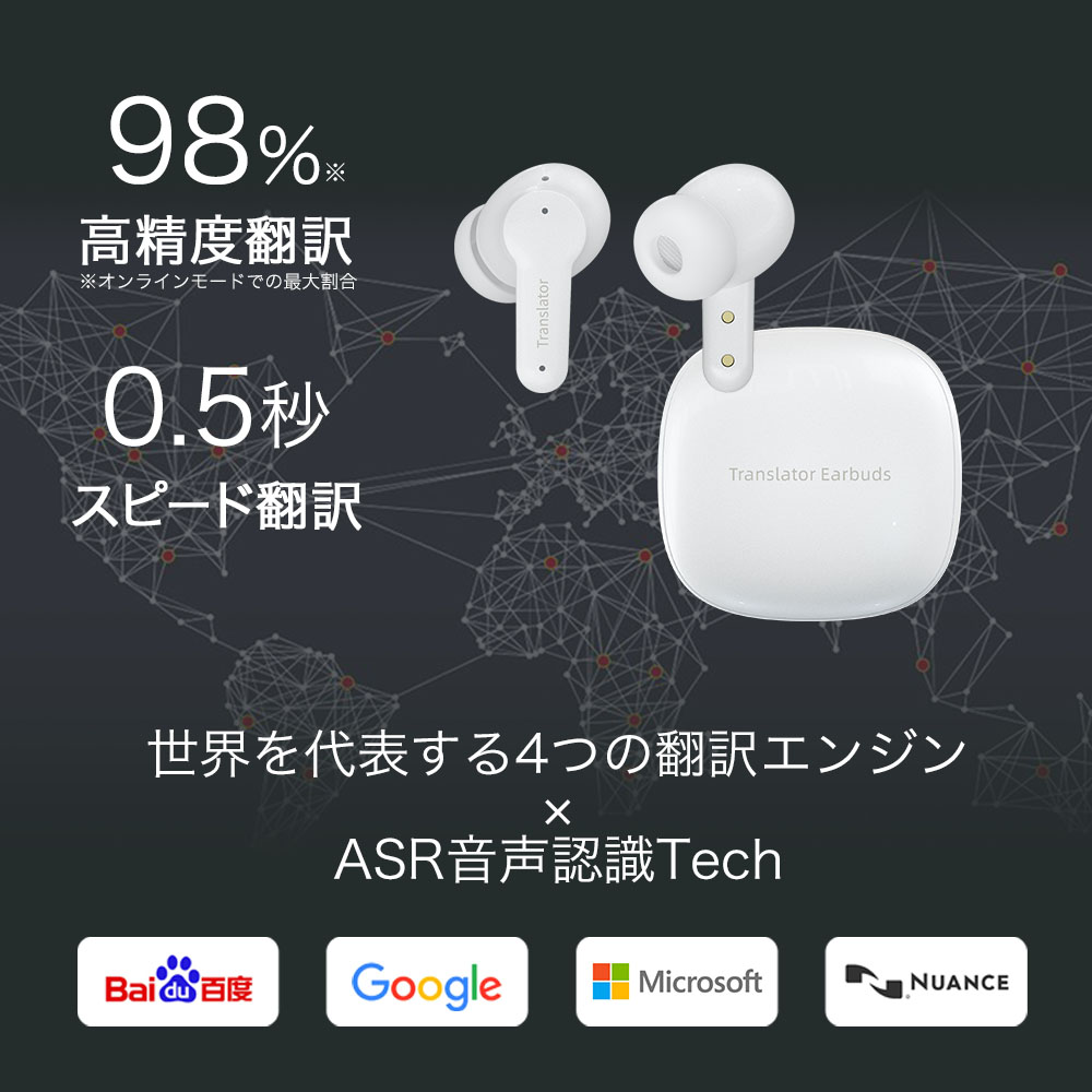 【48時間限定 10%OFFクーポン配布中】翻訳機 イヤホン オンライン ウーアスク Wooask M3 翻訳 通訳 同時通訳 音声翻訳機 AI 旅行用 翻訳 ワイヤレス |  | 03