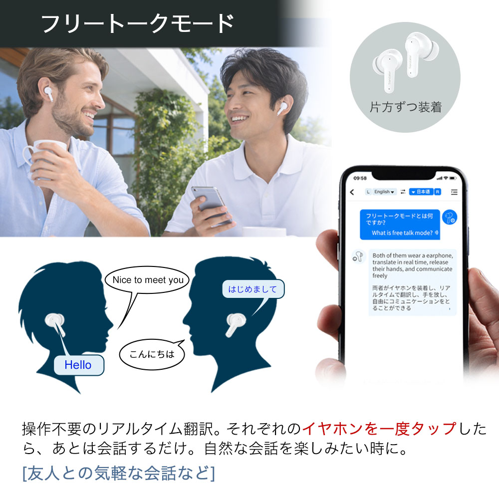 【48時間限定 10%OFFクーポン配布中】翻訳機 イヤホン オンライン ウーアスク Wooask M3 翻訳 通訳 同時通訳 音声翻訳機 AI 旅行用 翻訳 ワイヤレス |  | 09