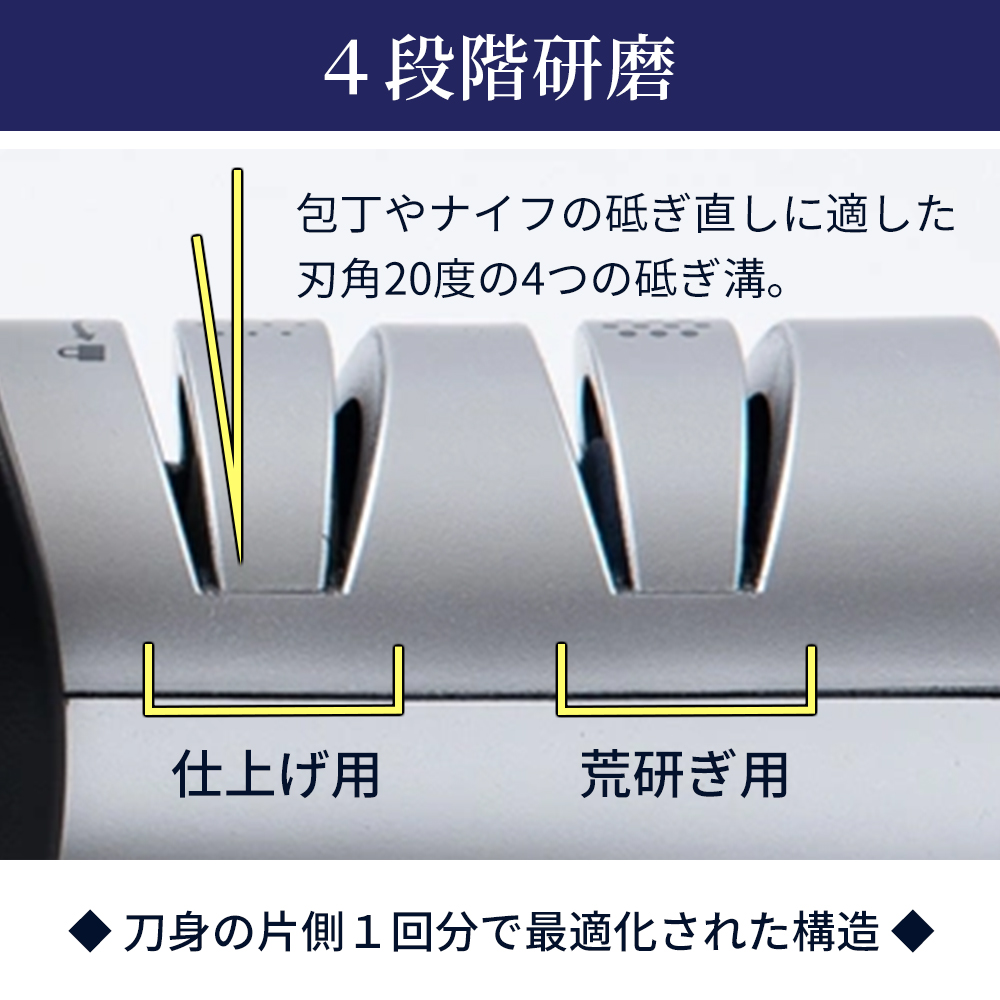 包丁 研ぎ機 電動 研ぎ器 研ぎ コードレス キッチン シャープナー マスターシャープナー プロ ４秒で切れ味が復活！ 電動式コードレスシャープナー |  | 05