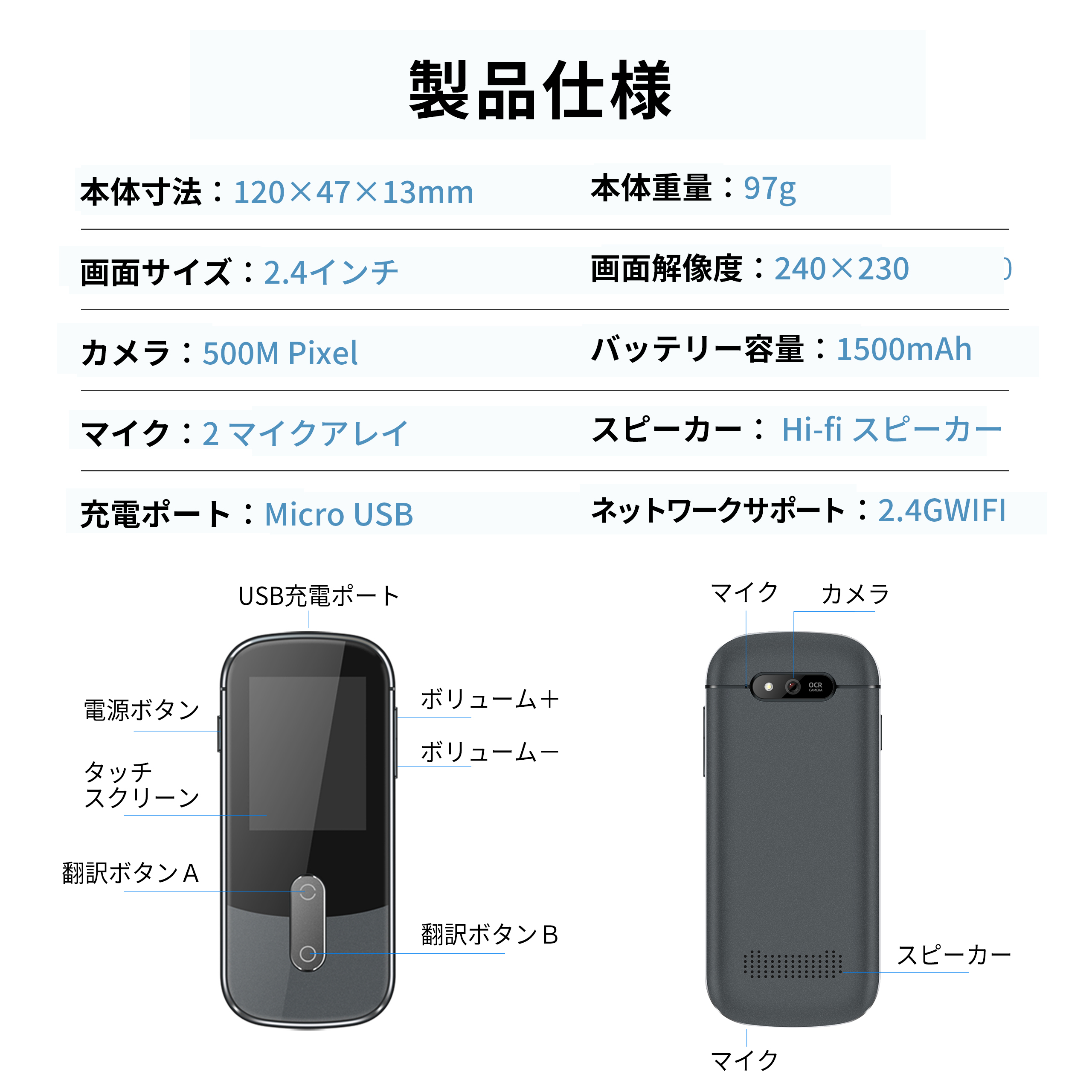 翻訳機 Wooask W09 ウーアスク 127言語対応 0.5秒翻訳 写真翻訳
