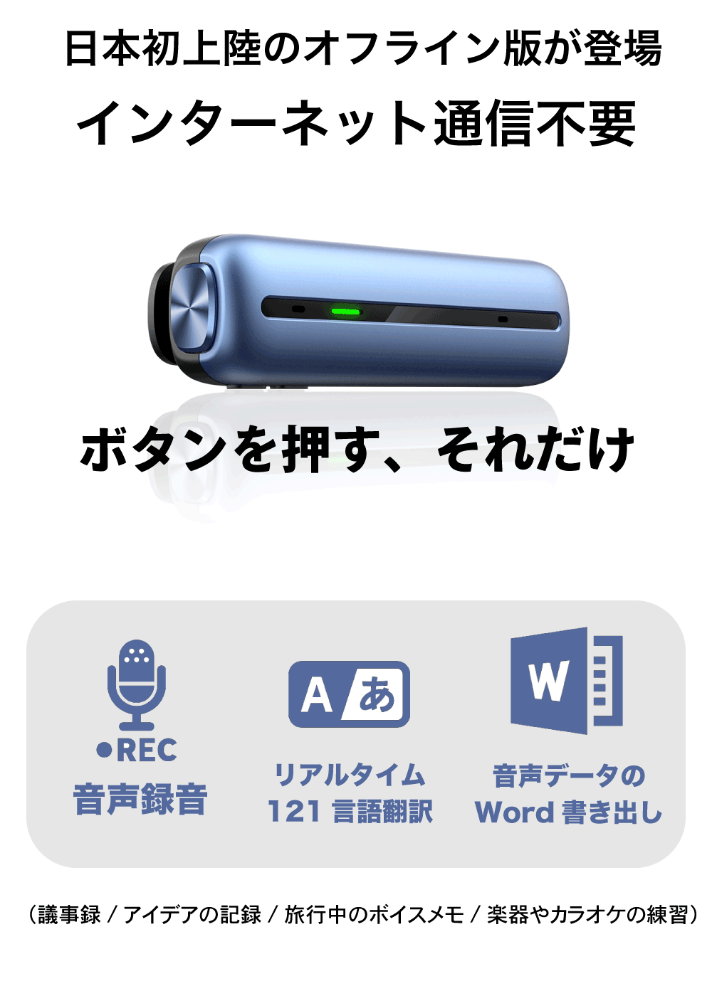 日本公式 AI翻訳 ボイスレコーダー 翻訳機 Wooask S01 オフライン対応