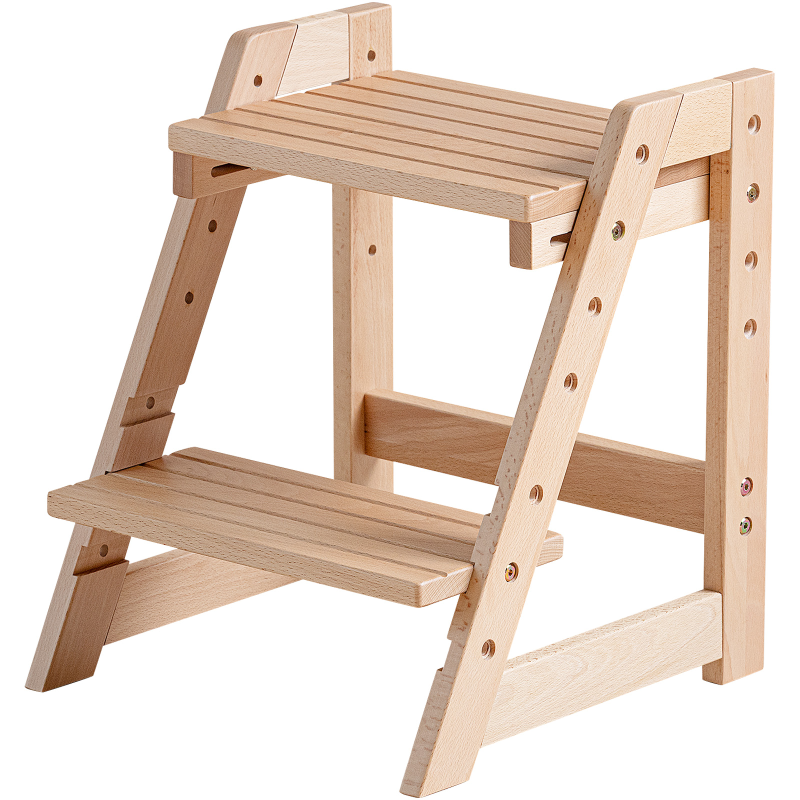 木製 「ステップ＆スツール」【滑り止め付き新仕様】 ブナ材 踏み台 踏台 キッズステップ トイレ 洗面所 手洗い  子育て 高さ調節可能 モンテッソーリ 石崎家具 | 石崎家具 | 03