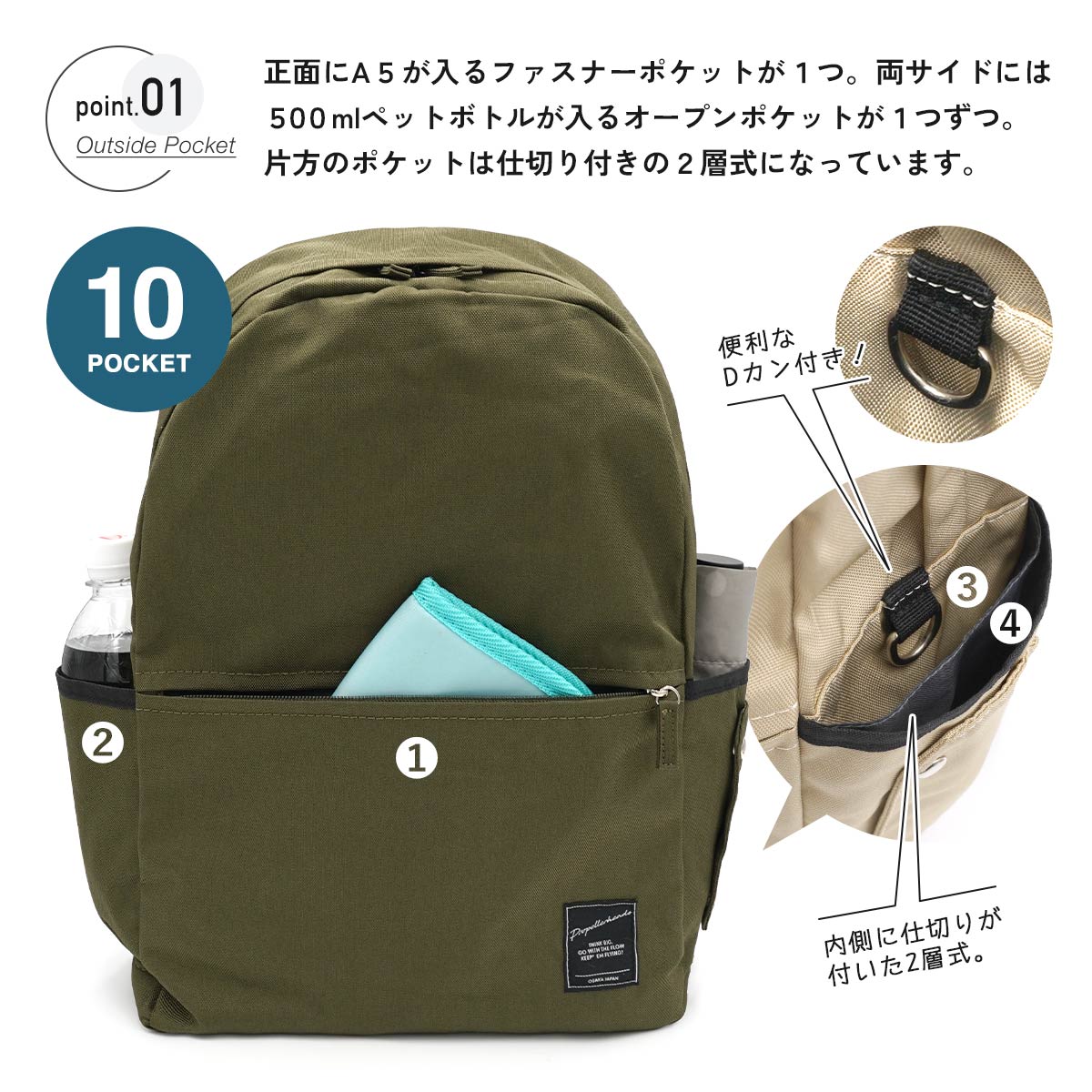 リュック レディース 散歩 バッグ 犬 OSANPO BAG 通勤 マザーズ