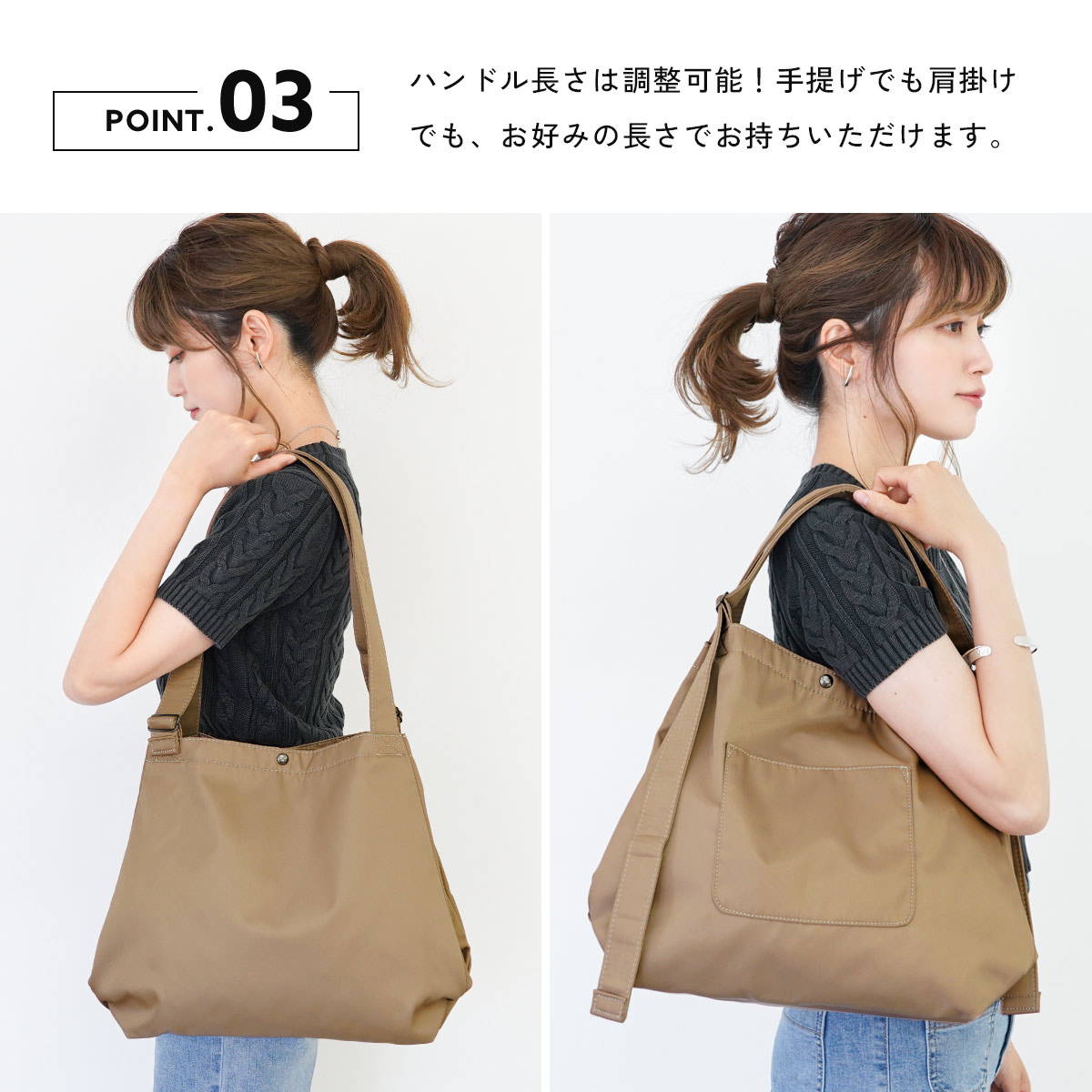 anello GRANDE トートバッグ レディース 軽量 ファスナー付き かわいい