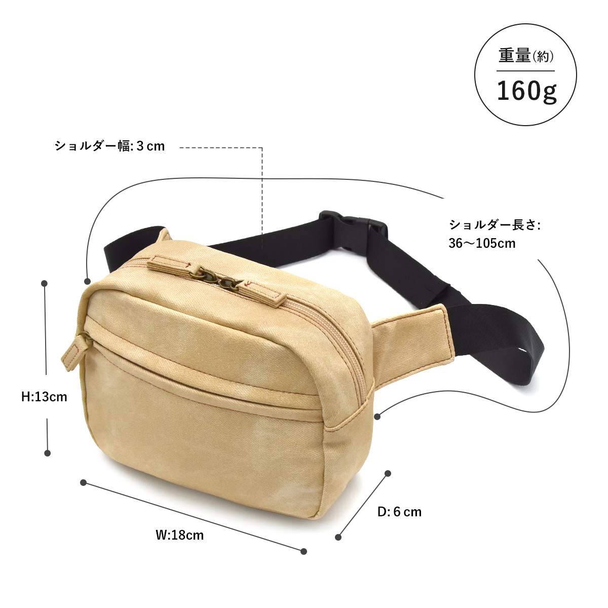 ボディバッグ レディース 軽量160g ミニ ウエストポーチ 斜め掛け