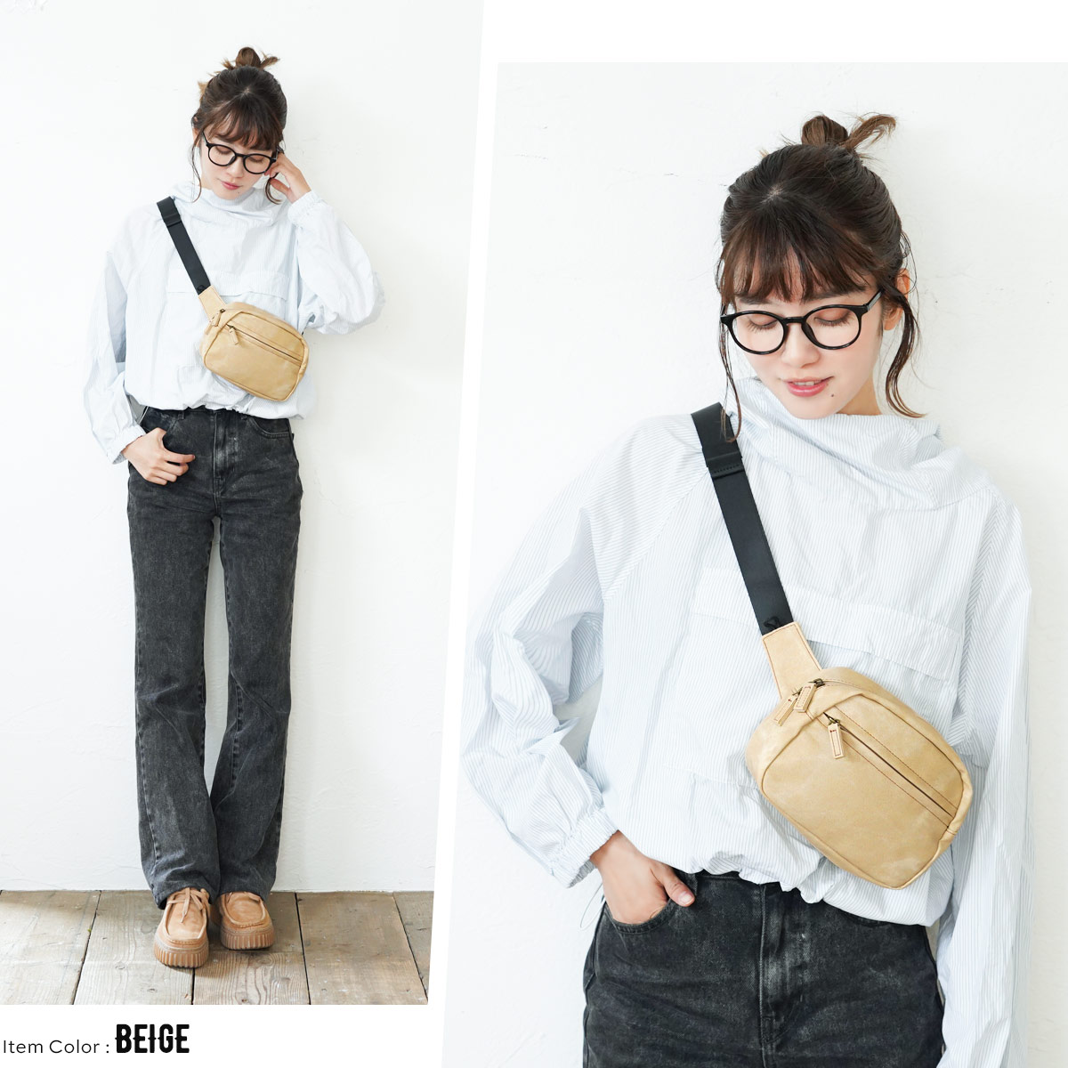 ボディバッグ レディース 軽量160g ミニ ウエストポーチ 斜め掛け