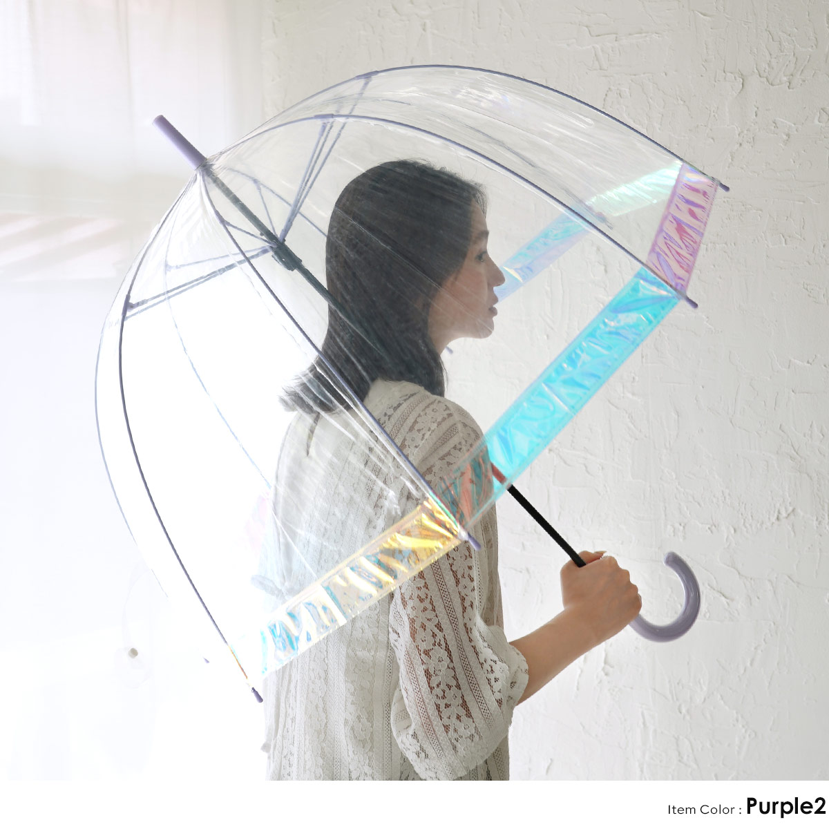3点セットガラス　ホワイト　オーロラ　ブルーオーロラ　インダストシルバー CRUX（クラックス） ビニール傘 オーロラ 深張り 傘 ジャンプ おしゃれ