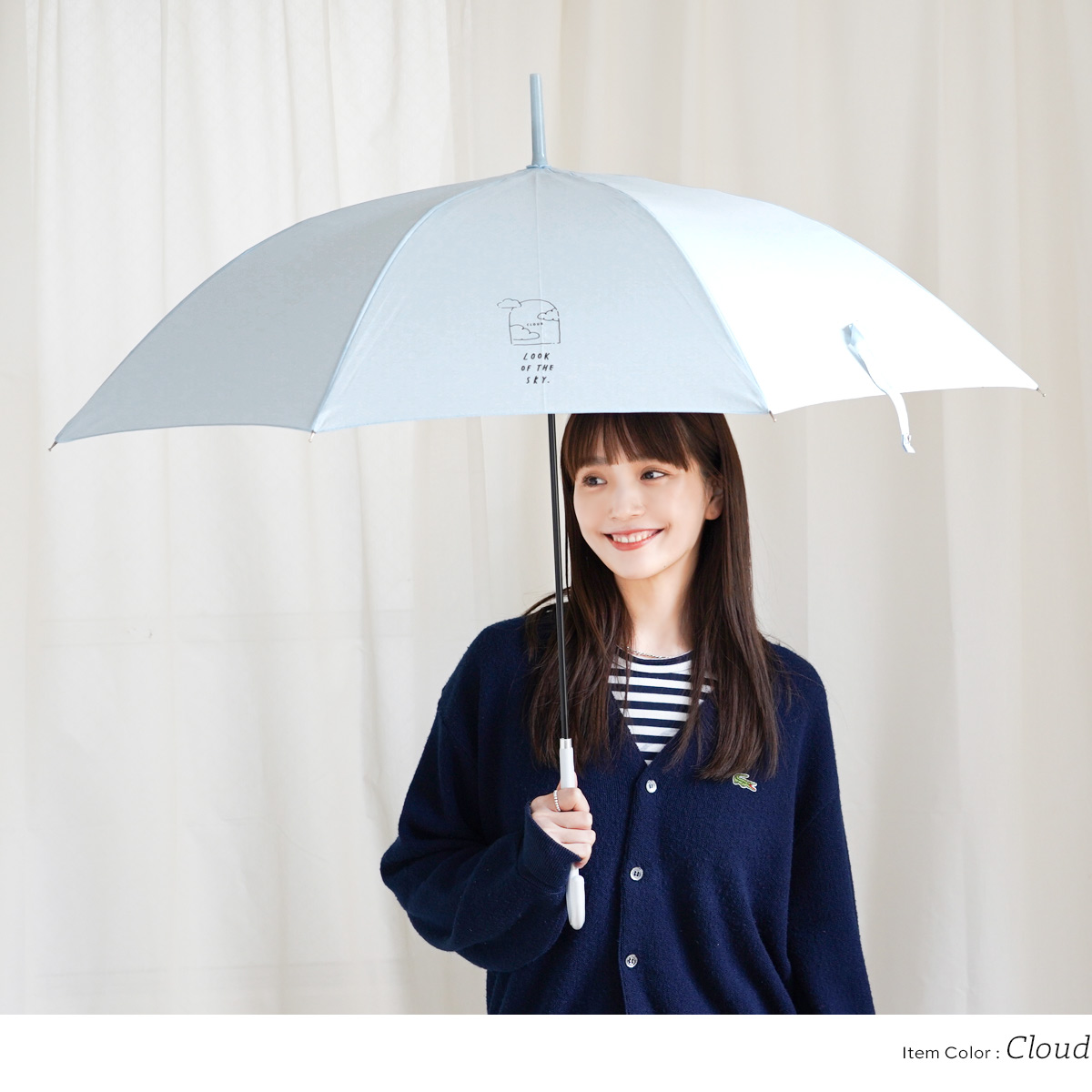 傘 レディース 長傘 58cm くすみカラー おしゃれ ワンポイント 韓国風