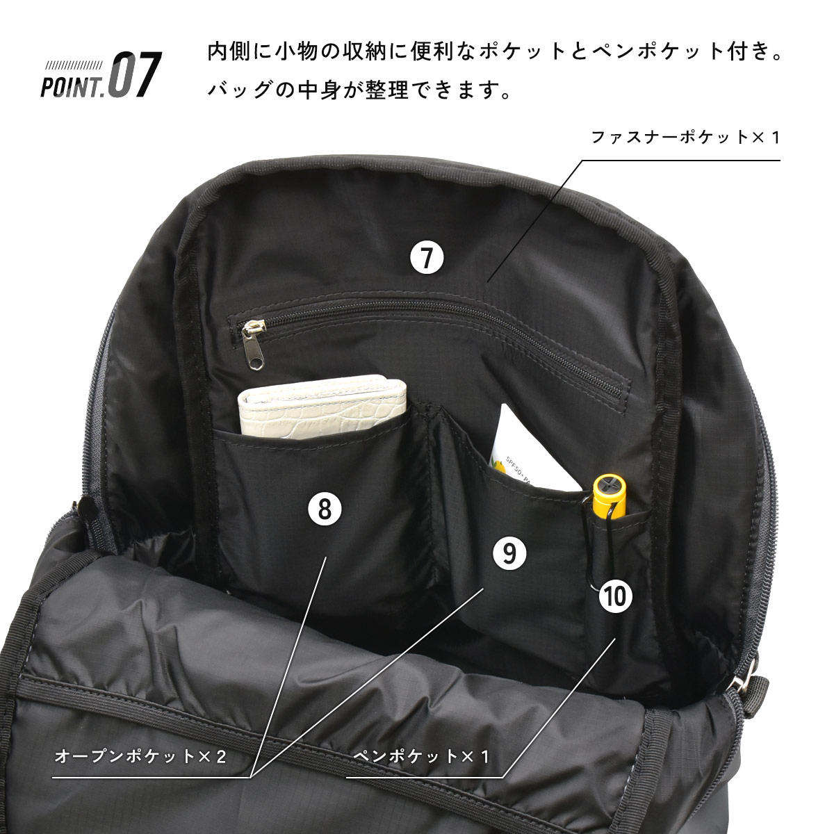 リュック レディース A4対応 anello GRANDE ハンドル付き 10ポケット 