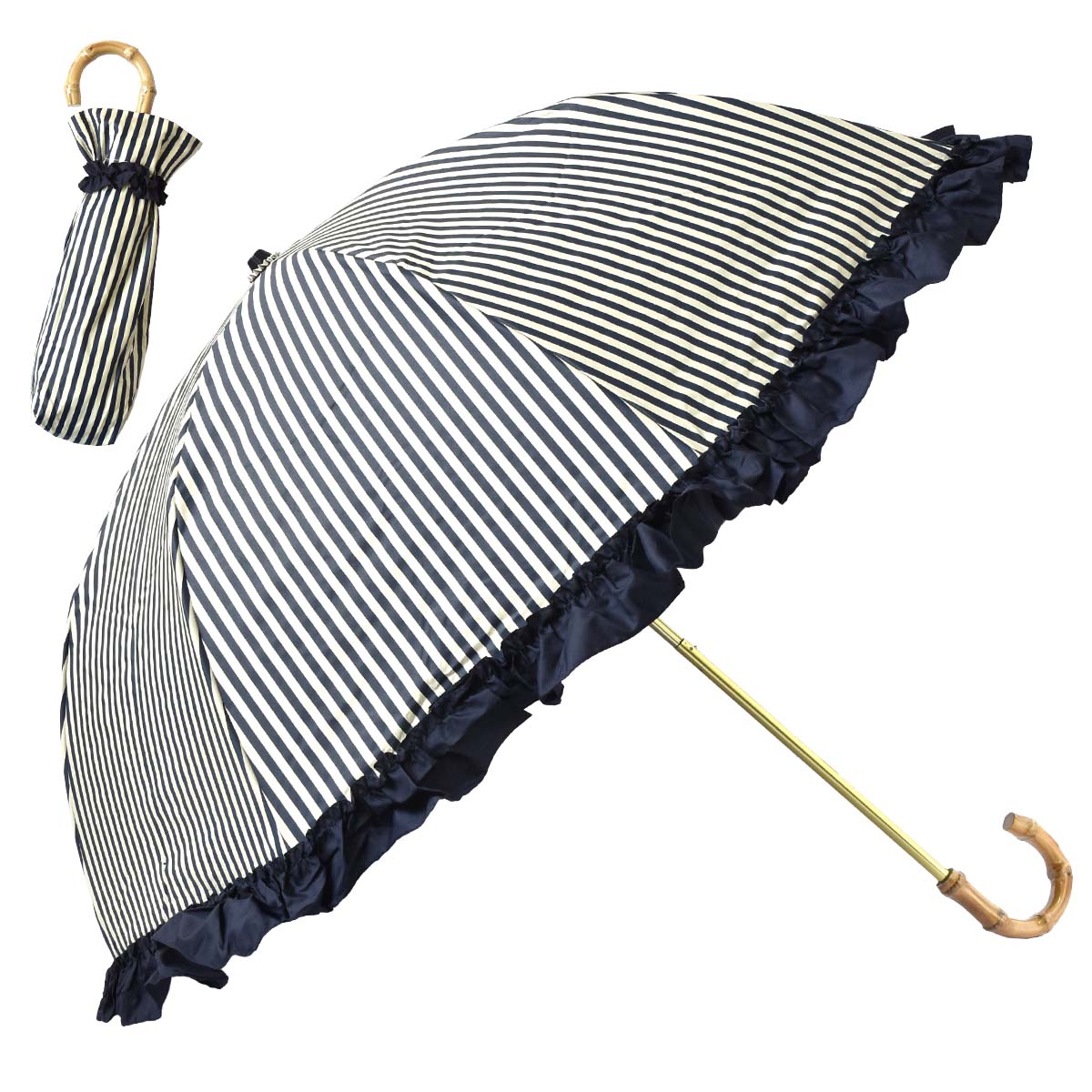 日傘 折りたたみ フリル 完全遮光 晴雨兼用 軽量 折り畳み 撥水 