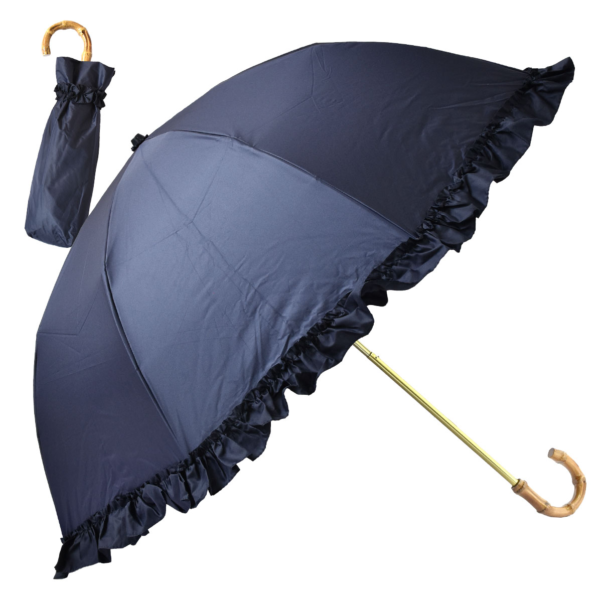 日傘 折りたたみ フリル 完全遮光 晴雨兼用 軽量 撥水 バンブー 1級遮光 涼しい かわいい おし...