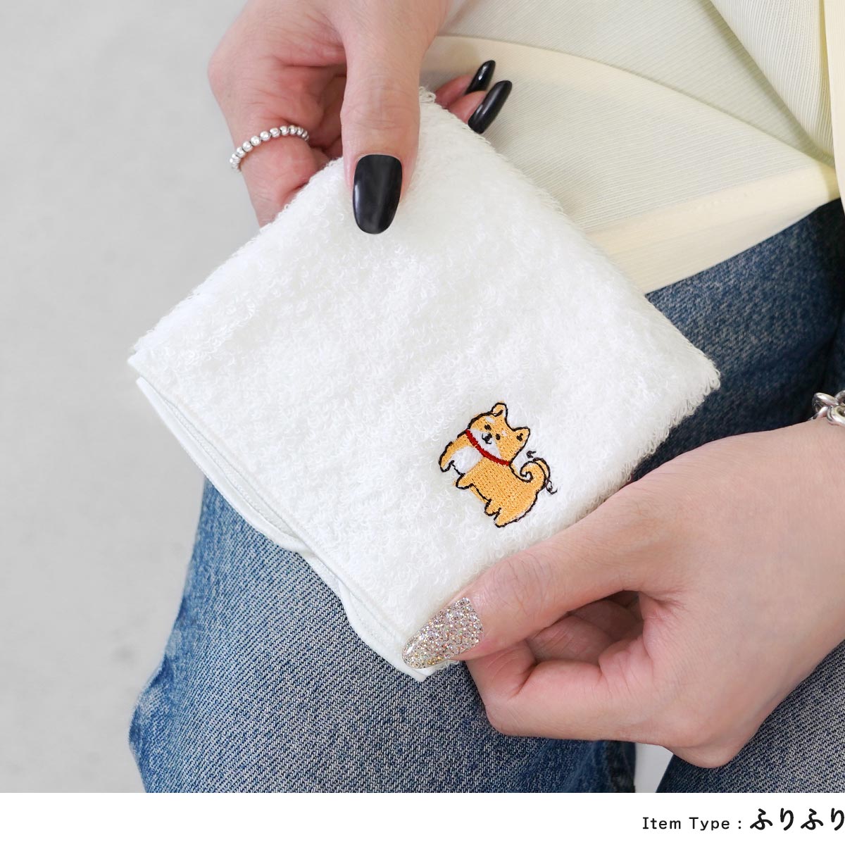 ハンカチ レディース ギフト 綿 キャラクター 可愛い かわいい 刺繍 白