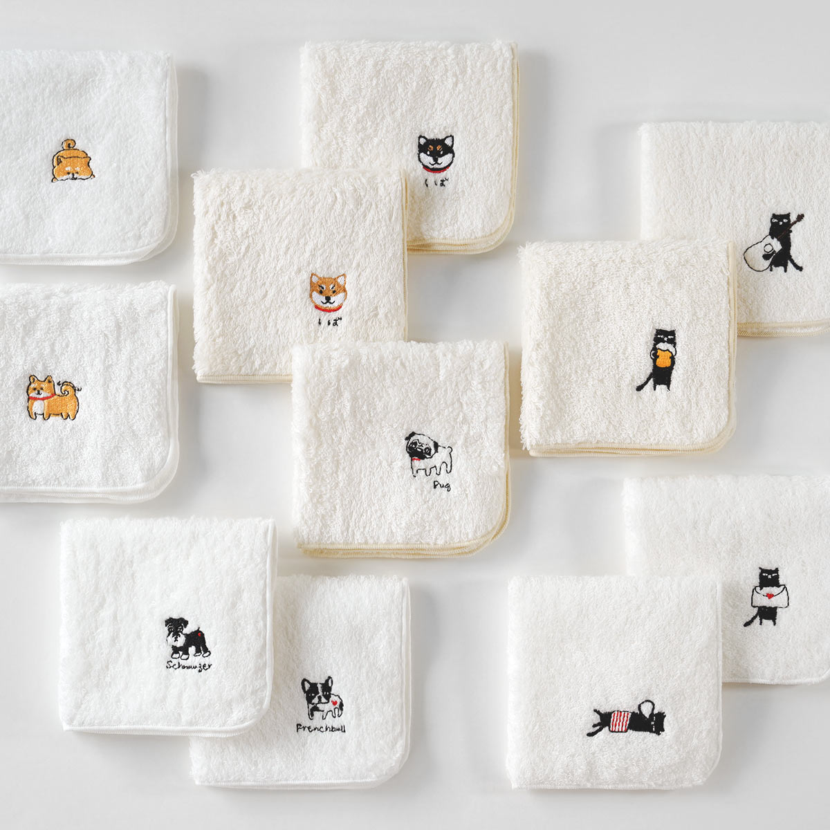 ハンカチ レディース ギフト 綿 キャラクター 可愛い かわいい 刺繍 白